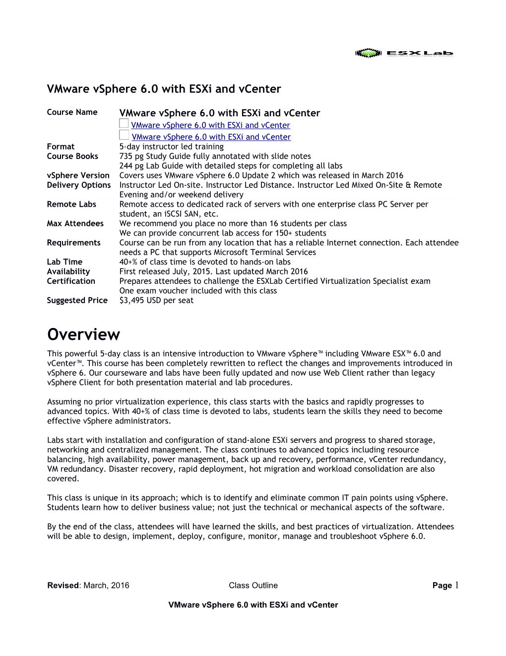 Vmware Vsphere 6.0 with Esxi and Vcenter