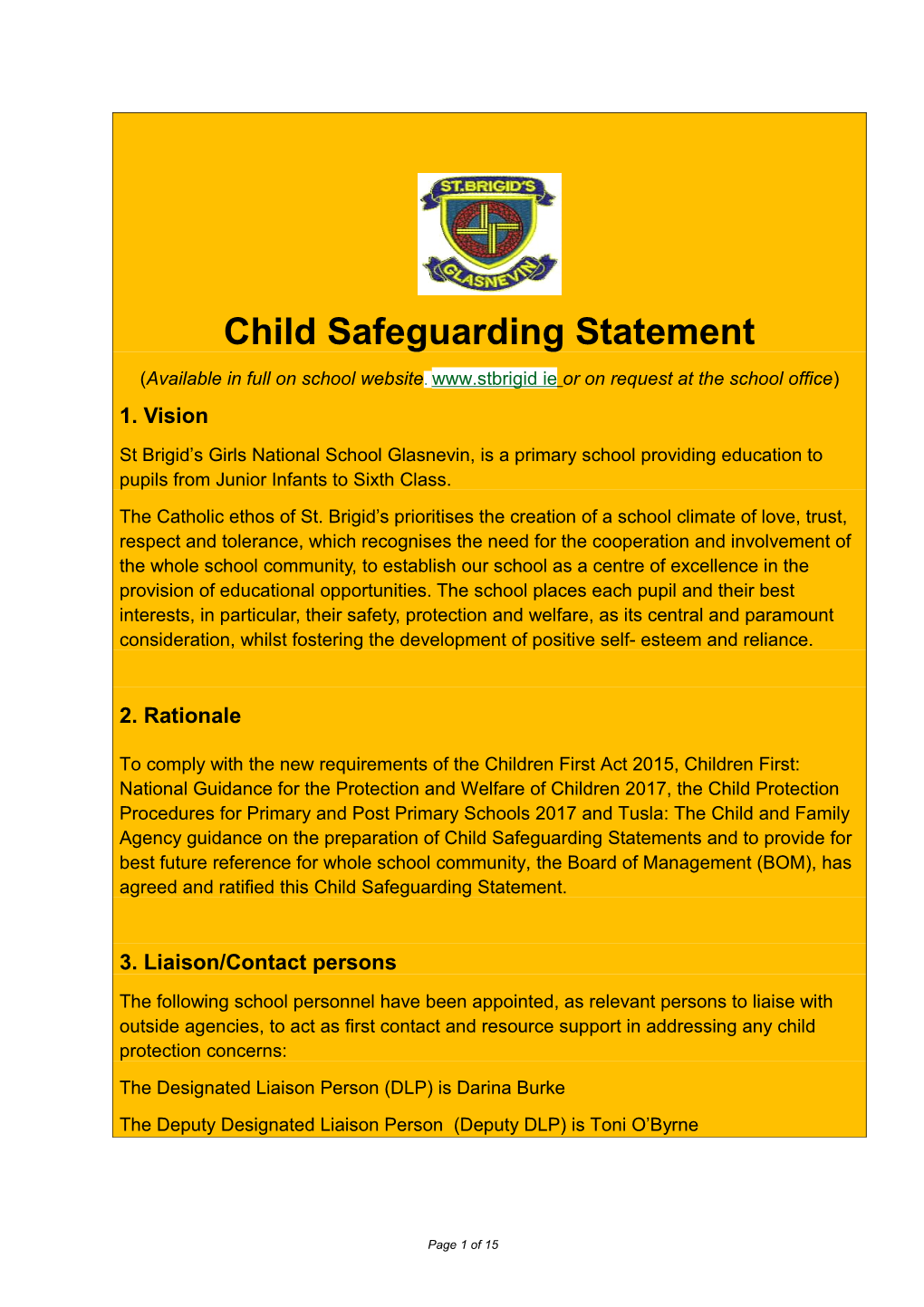 Child Safeguarding Statement