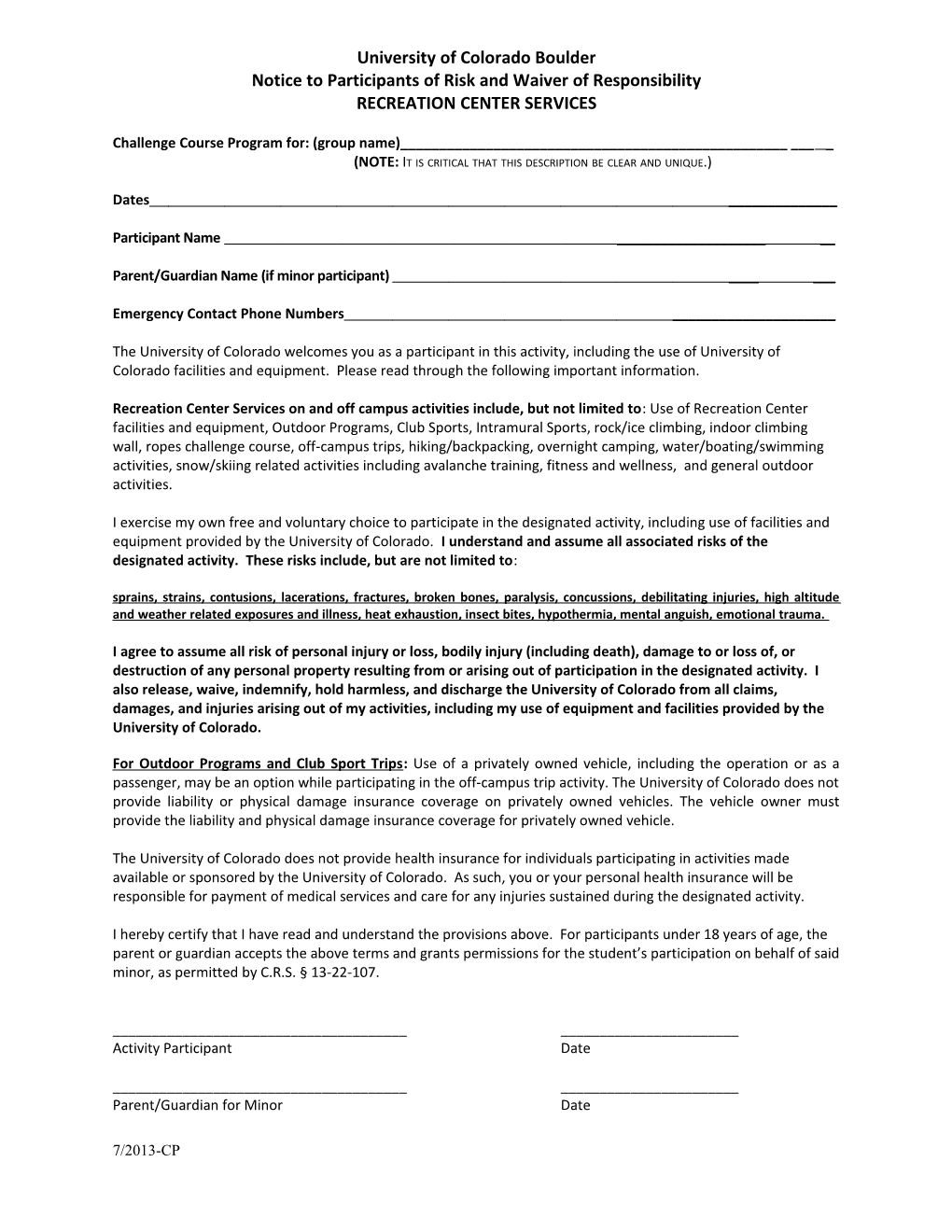 Recreational Activities Agreement (00473686)