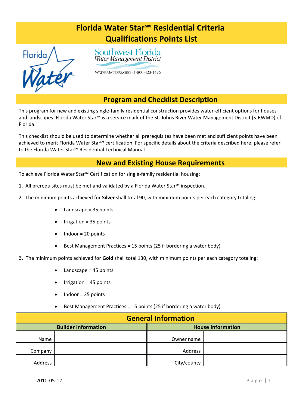 Program and Checklist Description