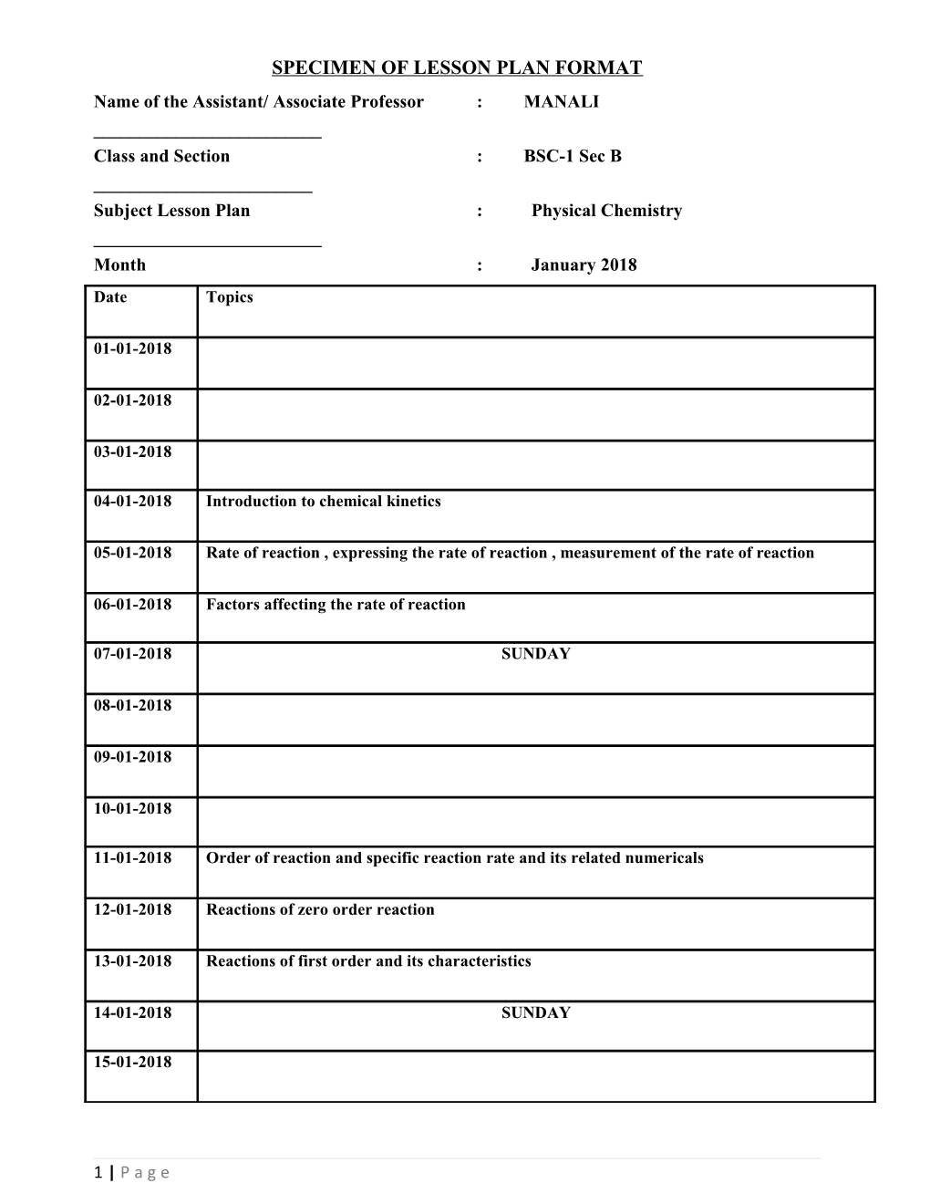 Specimen of Lesson Plan Format s7