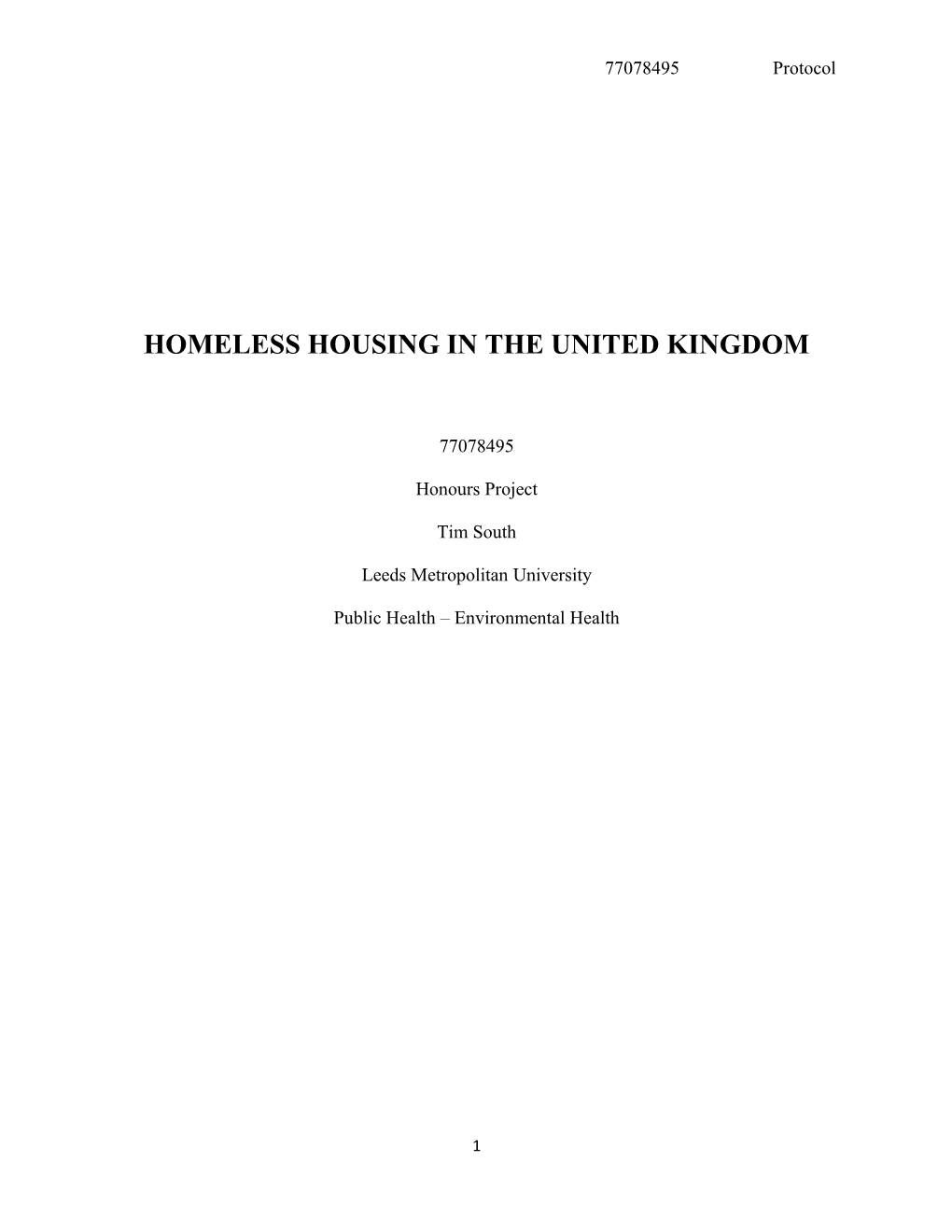 Homeless Housing in the United Kingdom