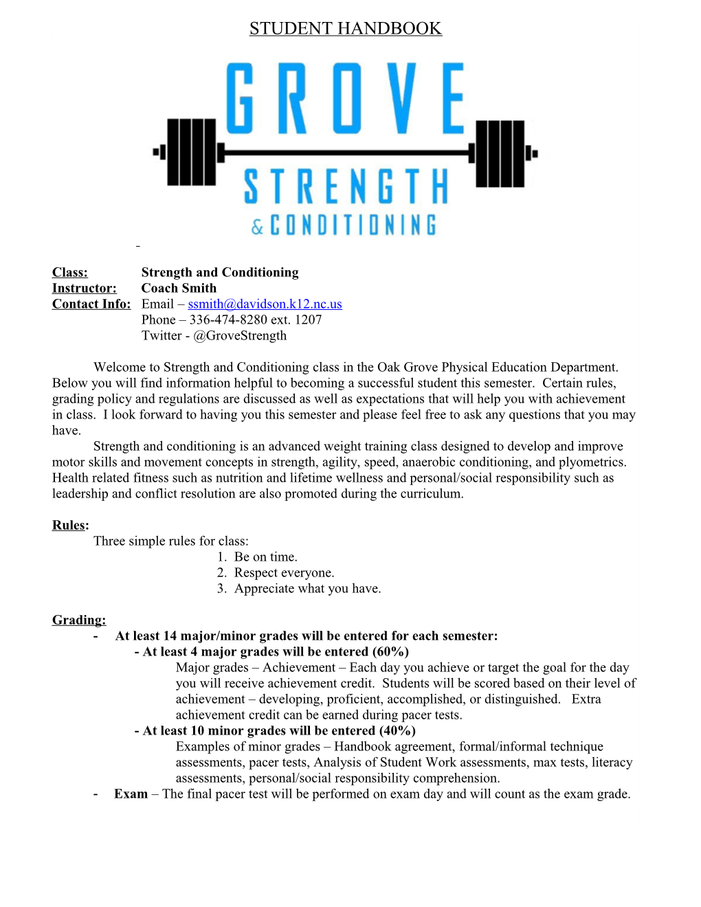 Class: Strength and Conditioning
