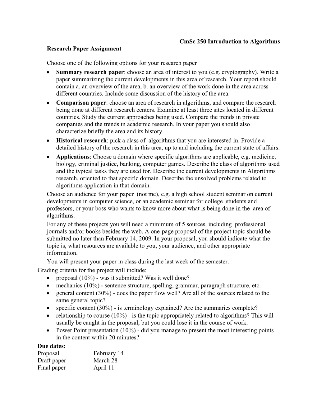 Sumamry Research Paper: Choose an Area That We Have Talked About in Class (E