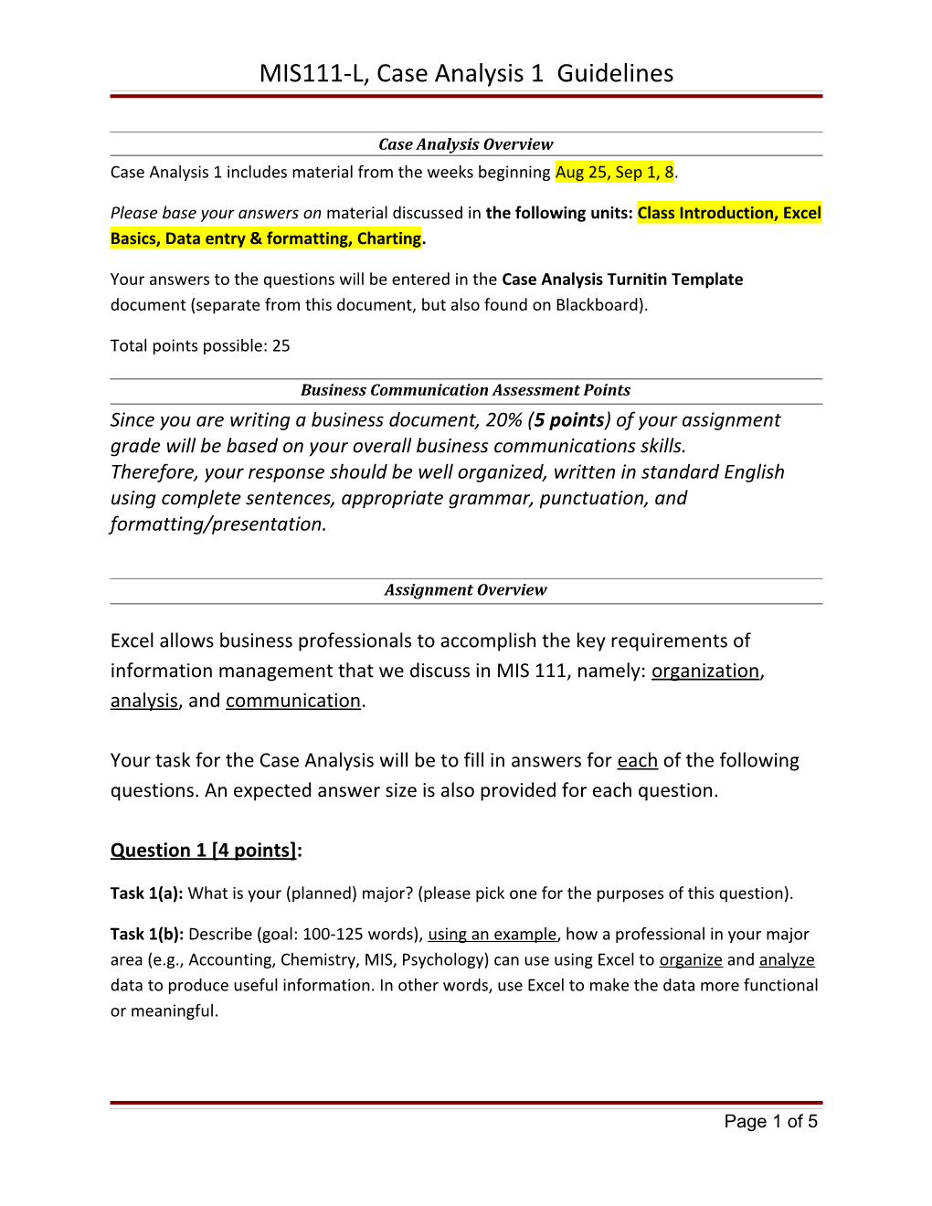 Case Analysis Overview