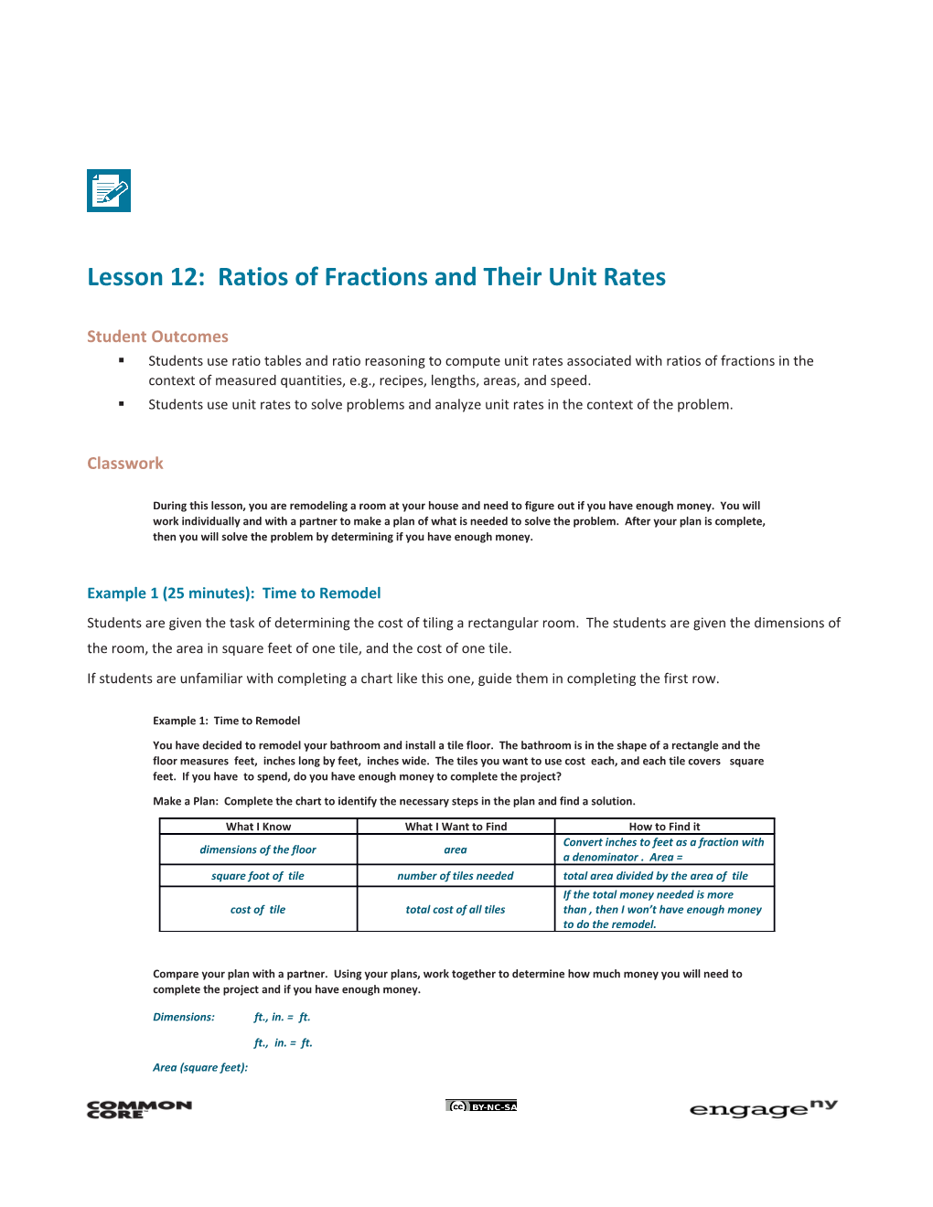 Lesson 12: Ratios of Fractions and Their Unit Rates