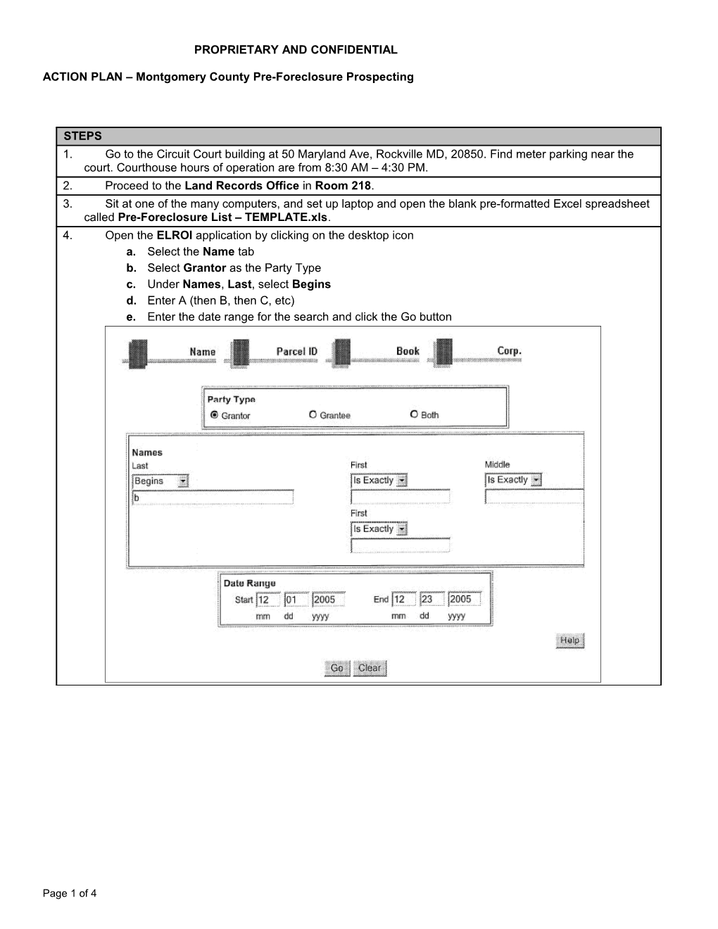 ACTION PLAN Montgomery County Probate Prospecting