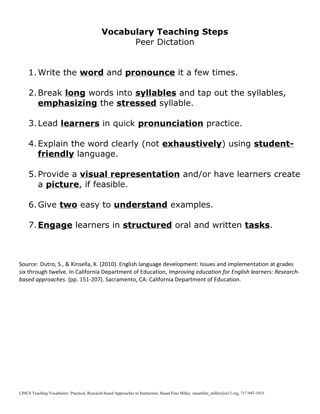 Vocabulary Teaching Steps