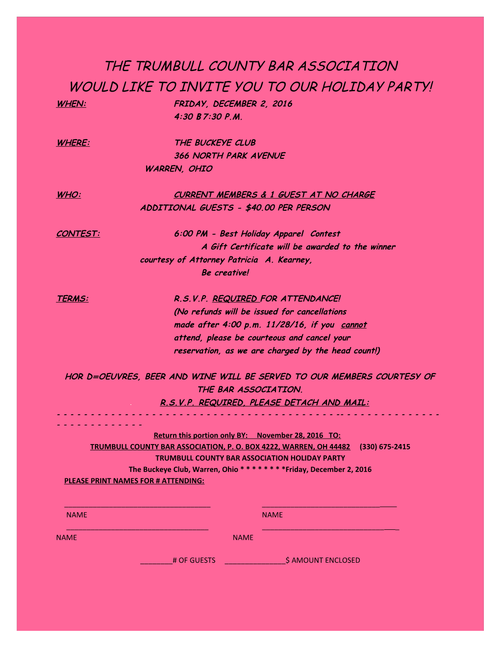 Would Like to Invite You to Our Holiday Party!