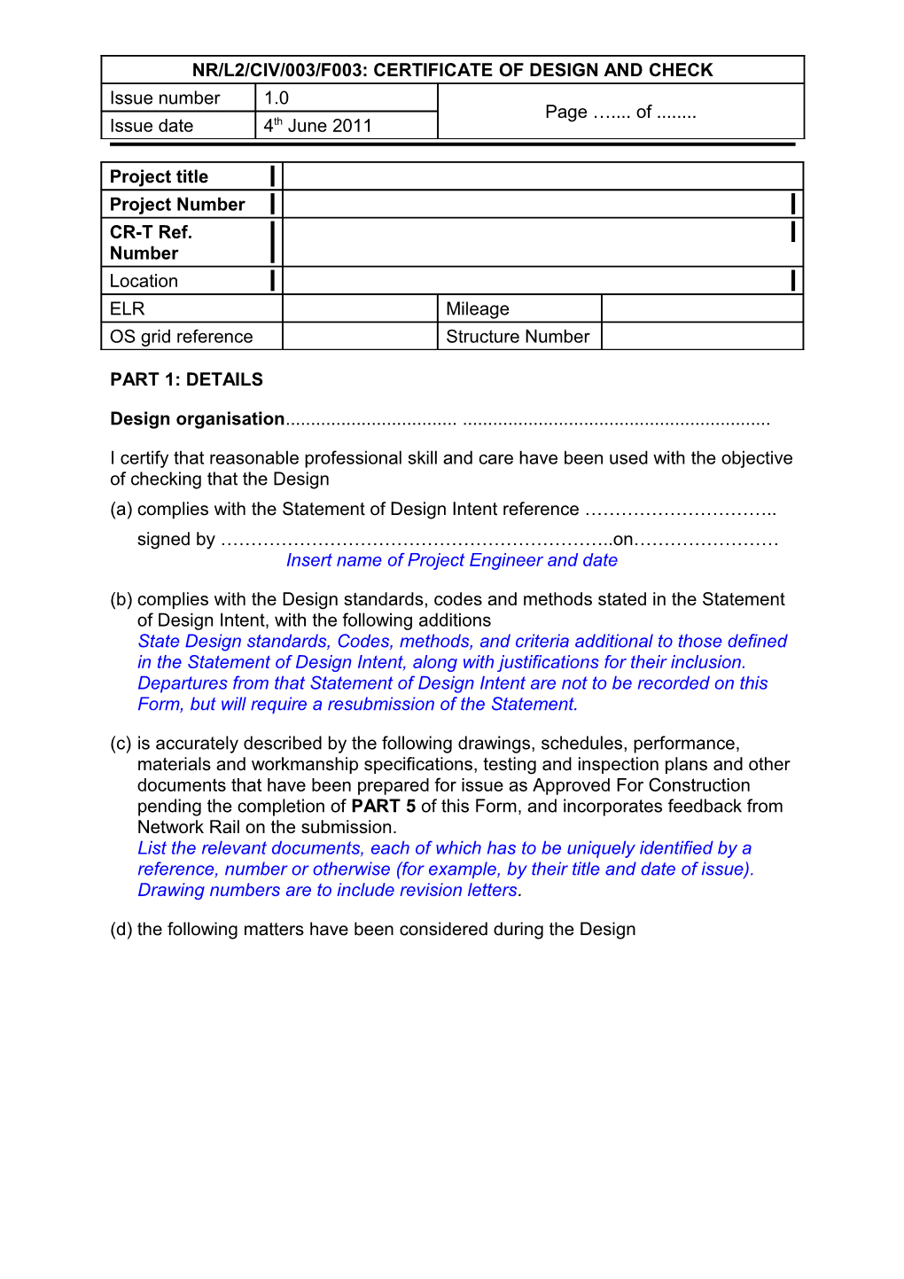 Network Rail Standards s1