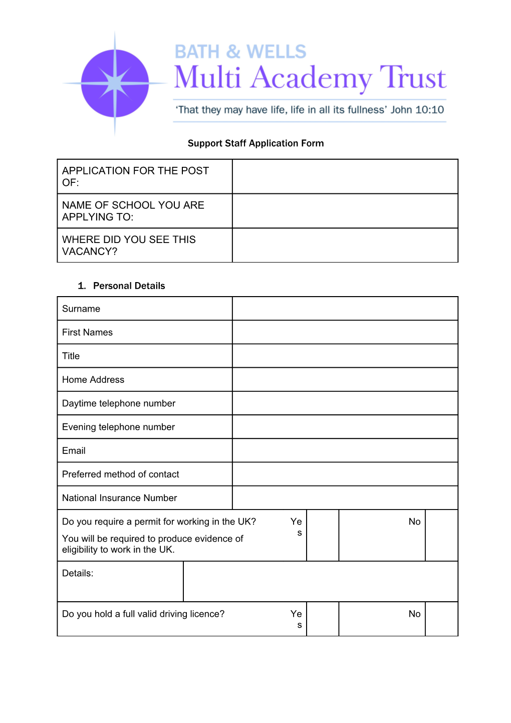 Support Staff Application Form s4