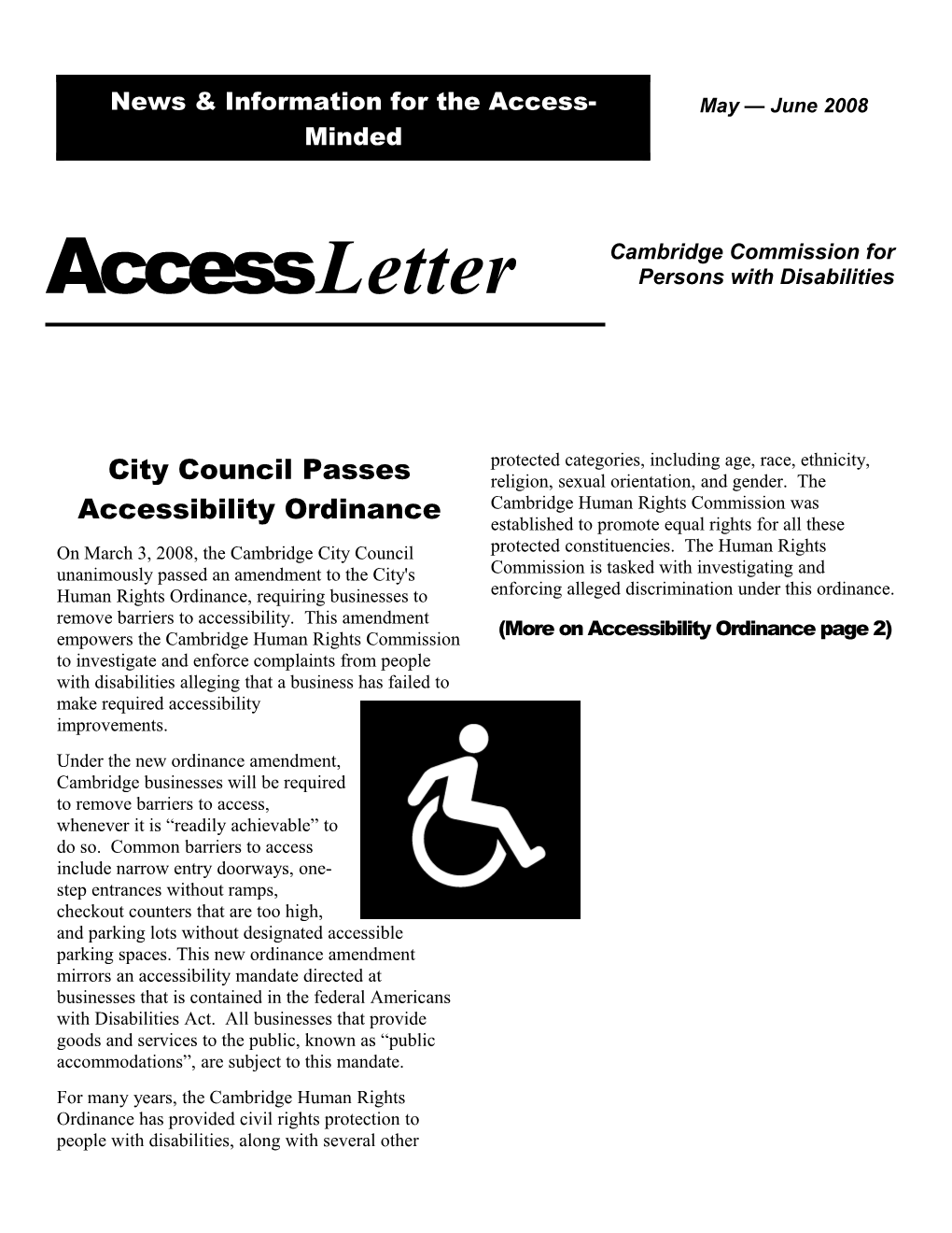 News & Information for the Access-Minded s1