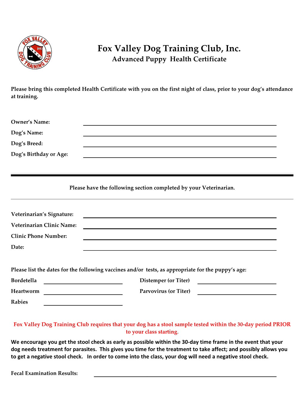 Fox Valley Dog Training Club