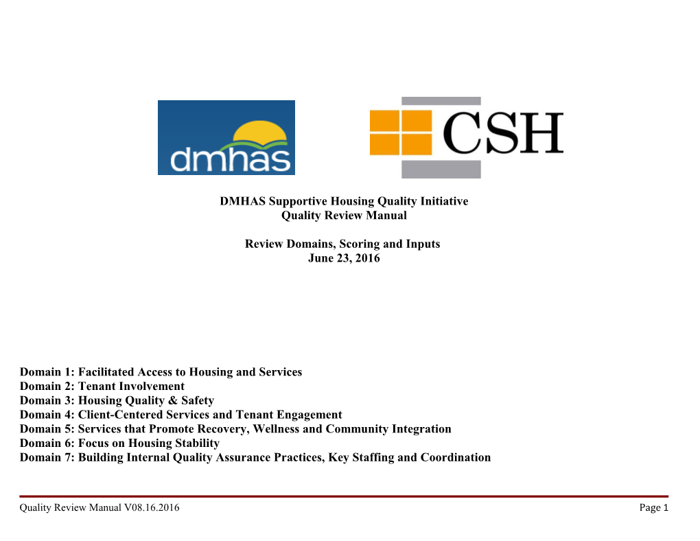 DMHAS Supportive Housing Quality Initiative