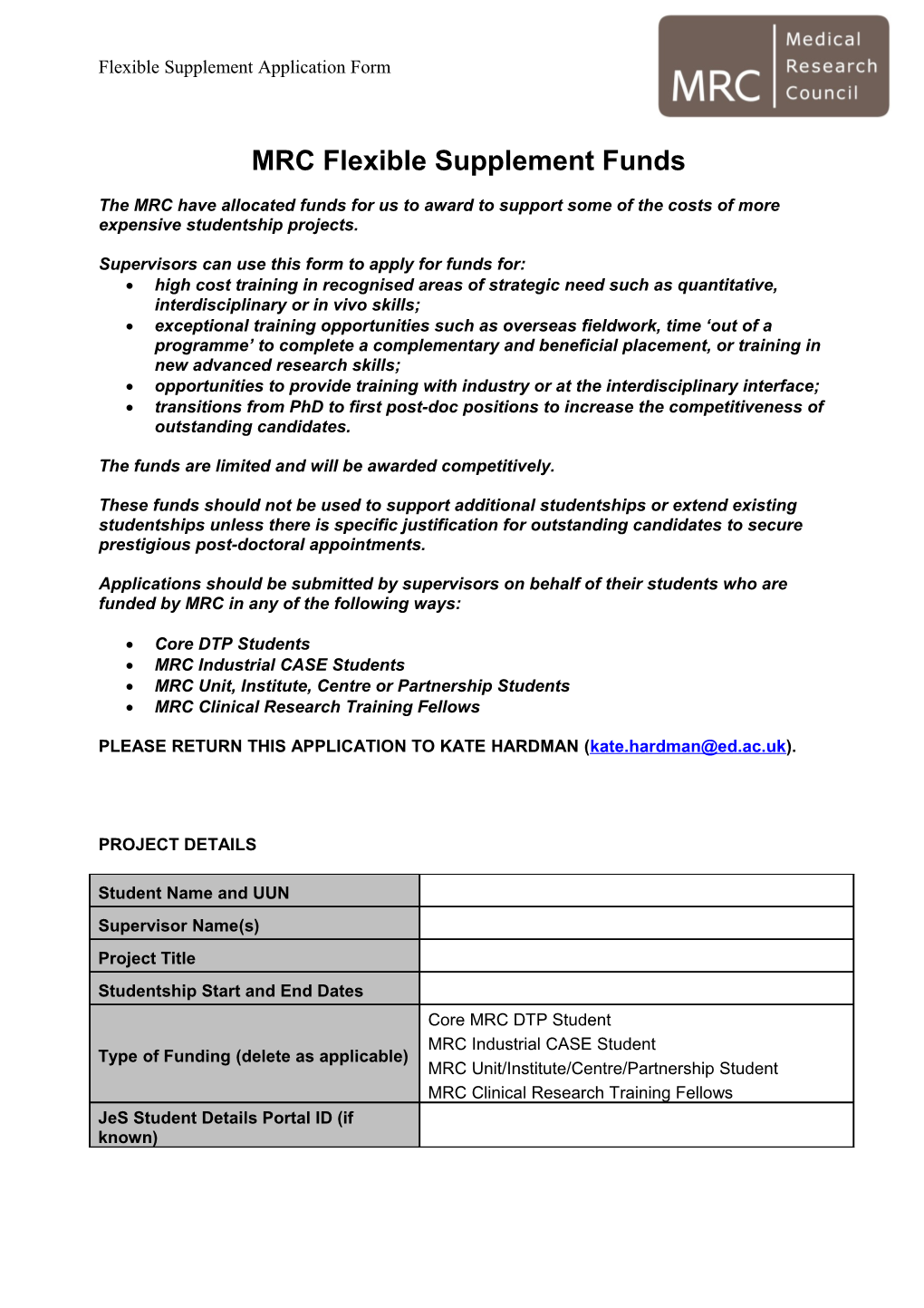 Strategic Skills Awards Application Form
