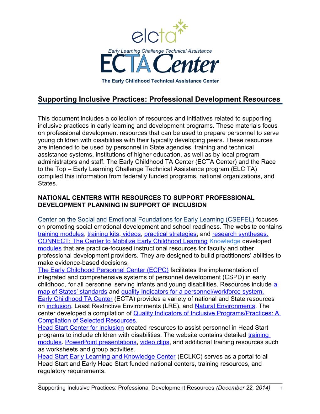 Supporting Inclusive Practices: Professional Development Resources