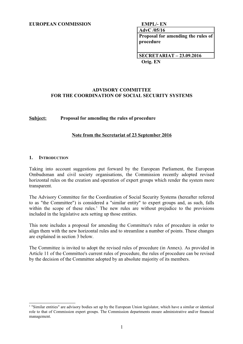 Report of the Chair of the Administrative Commission on Its Activities s1