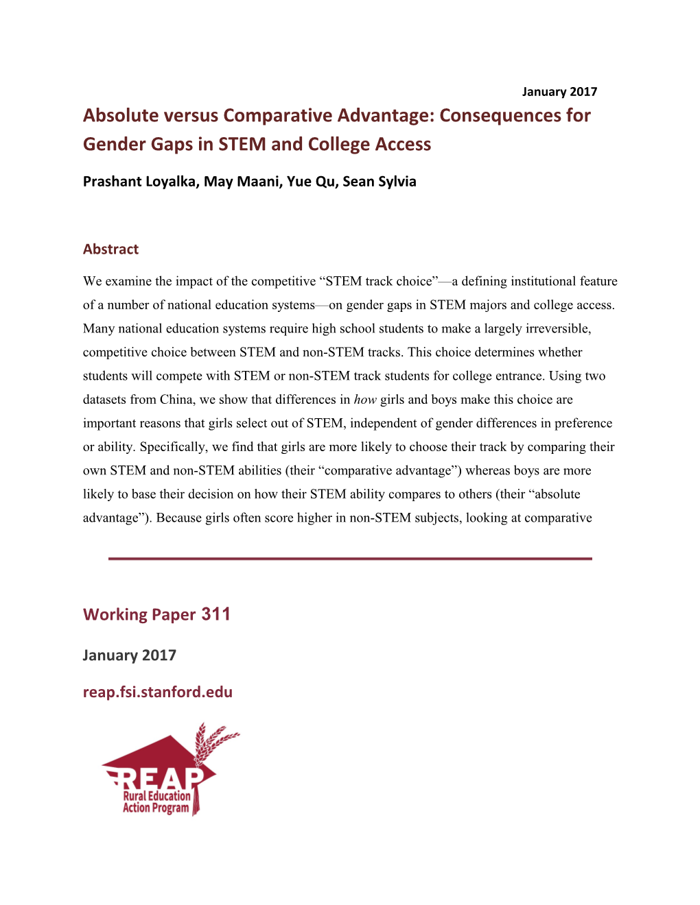 Absolute Versus Comparative Advantage: Consequences for Gender Gaps in STEM and College Access