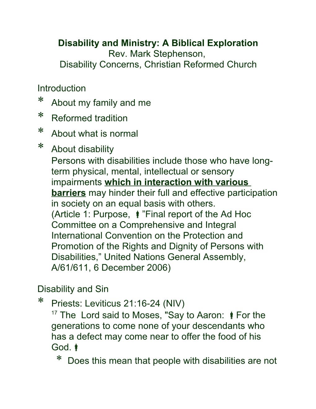 Disability and Ministry: a Biblical Exploration