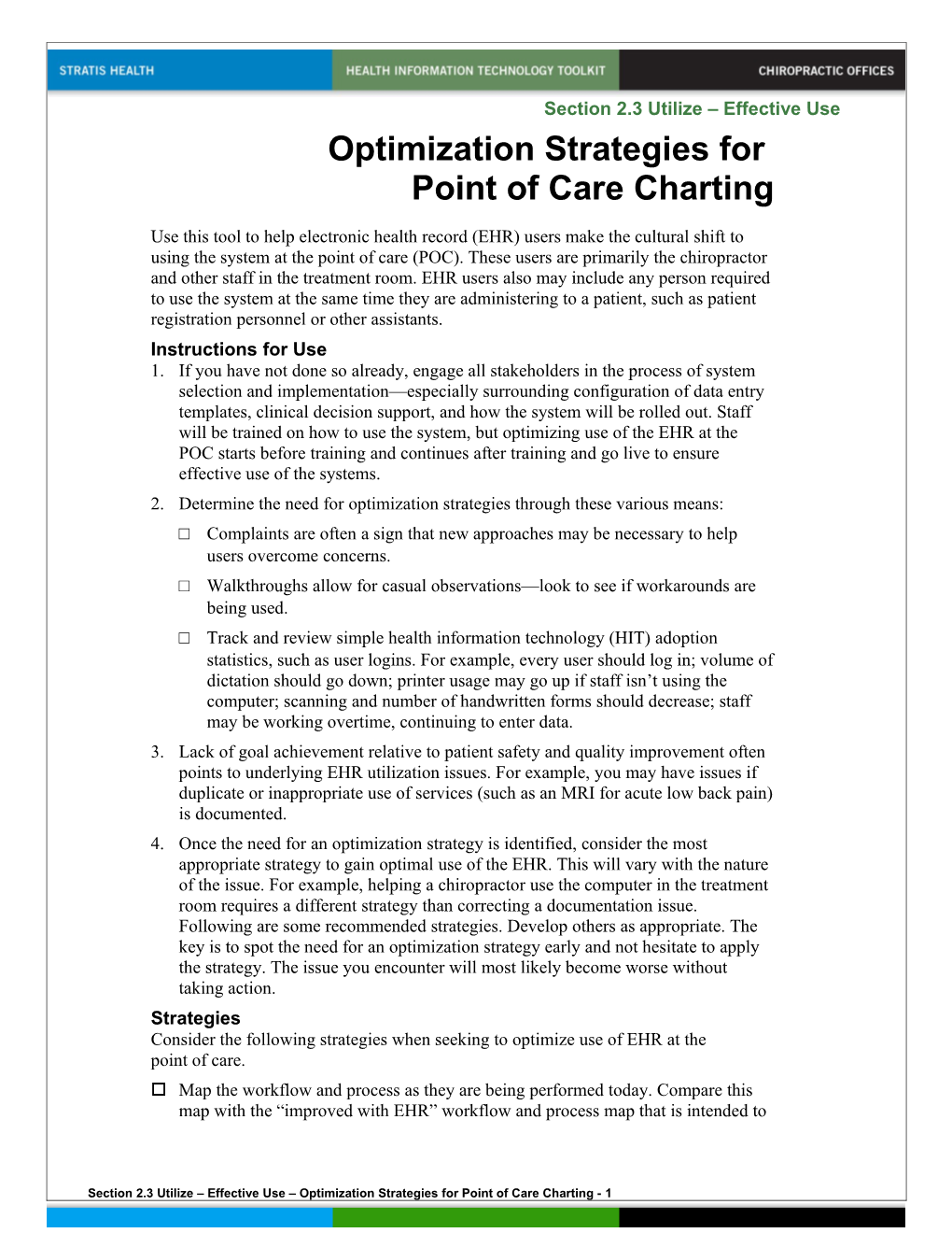 2.2 Optimization Strategies for POC Charting