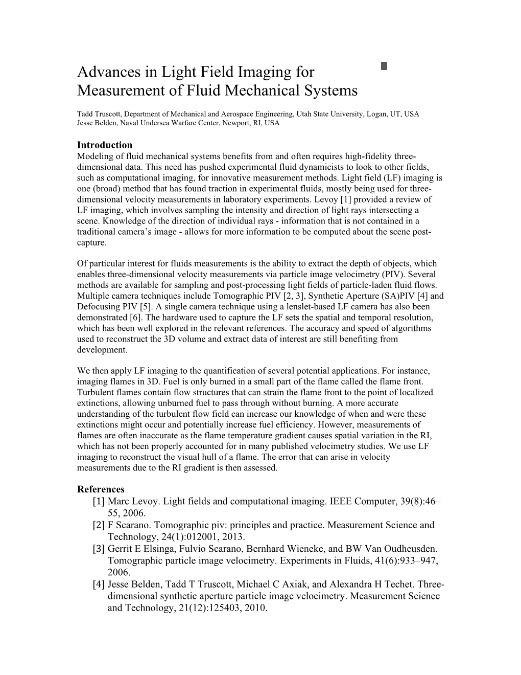 Advances in Light Field Imaging for Measurement of Fluid Mechanical Systems