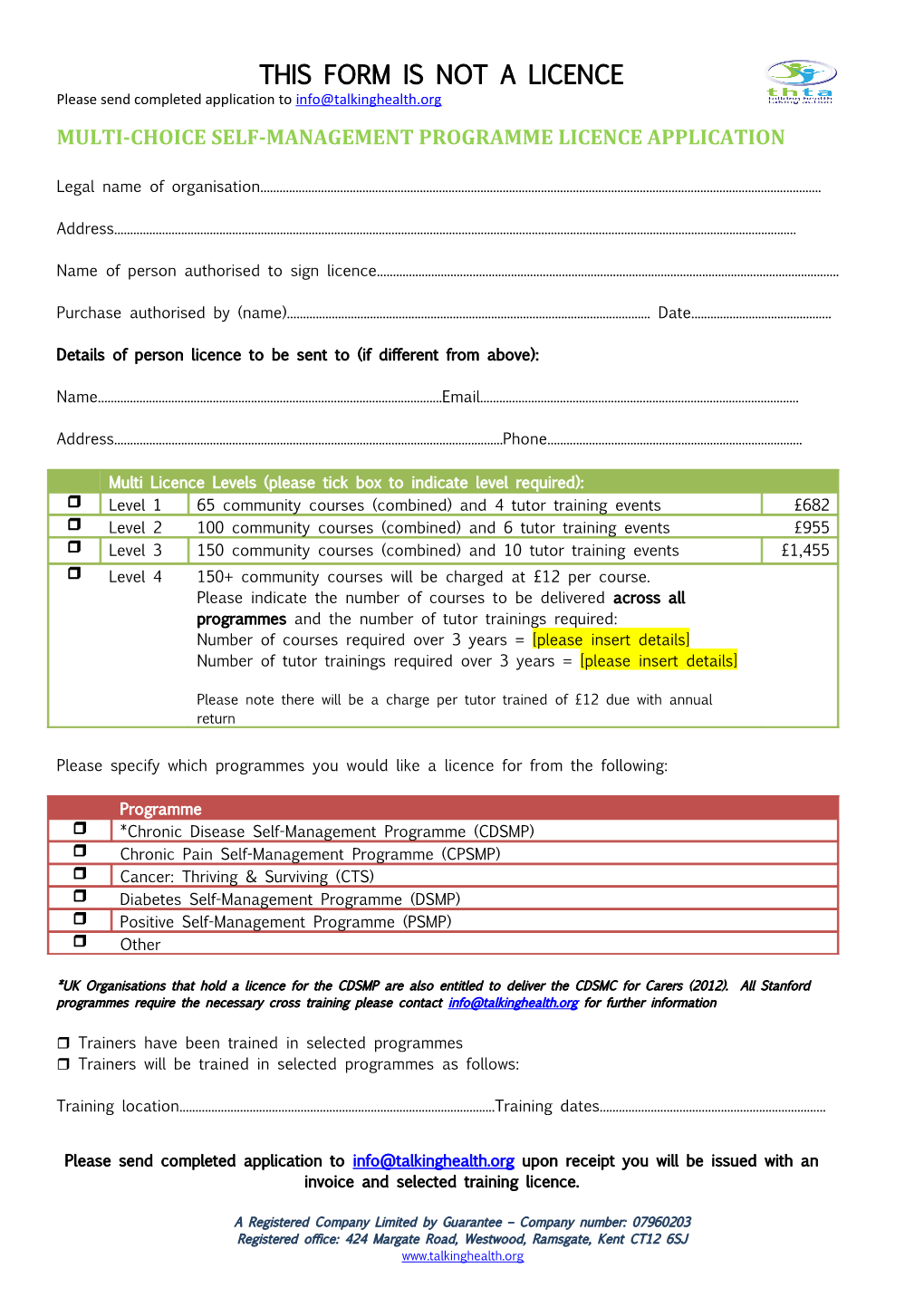 Multi-Choiceself-Management Programme Licence Application