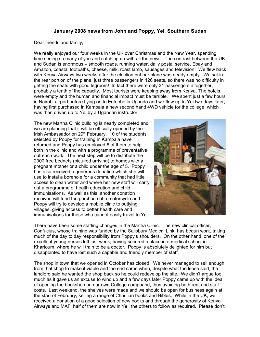 October News from John and Poppy, Yei, Southern Sudan