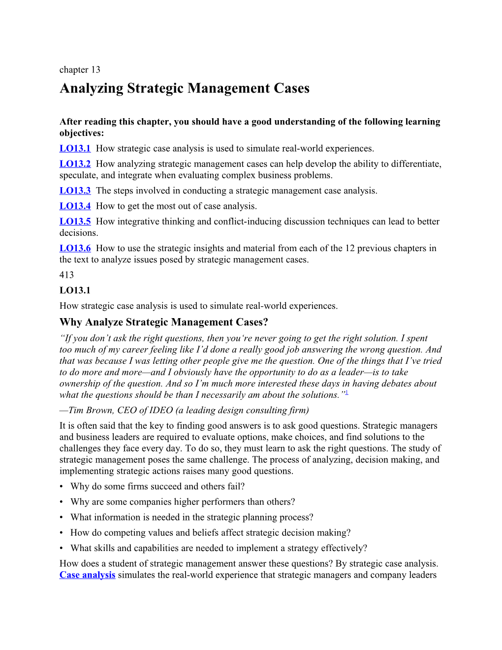 Analyzing Strategic Management Cases