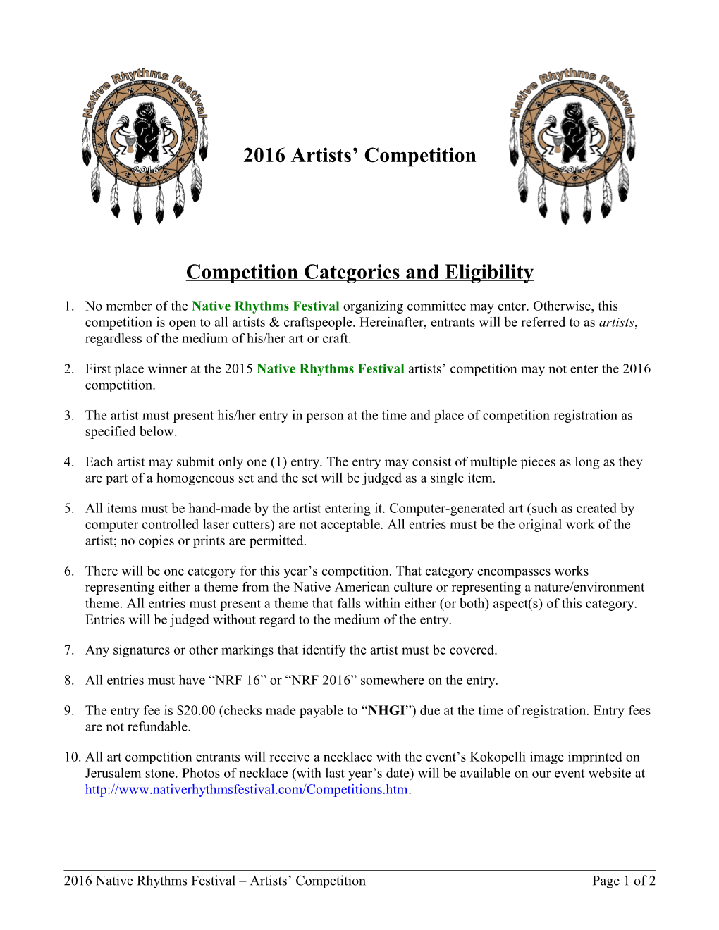 Competition Categories and Eligibility