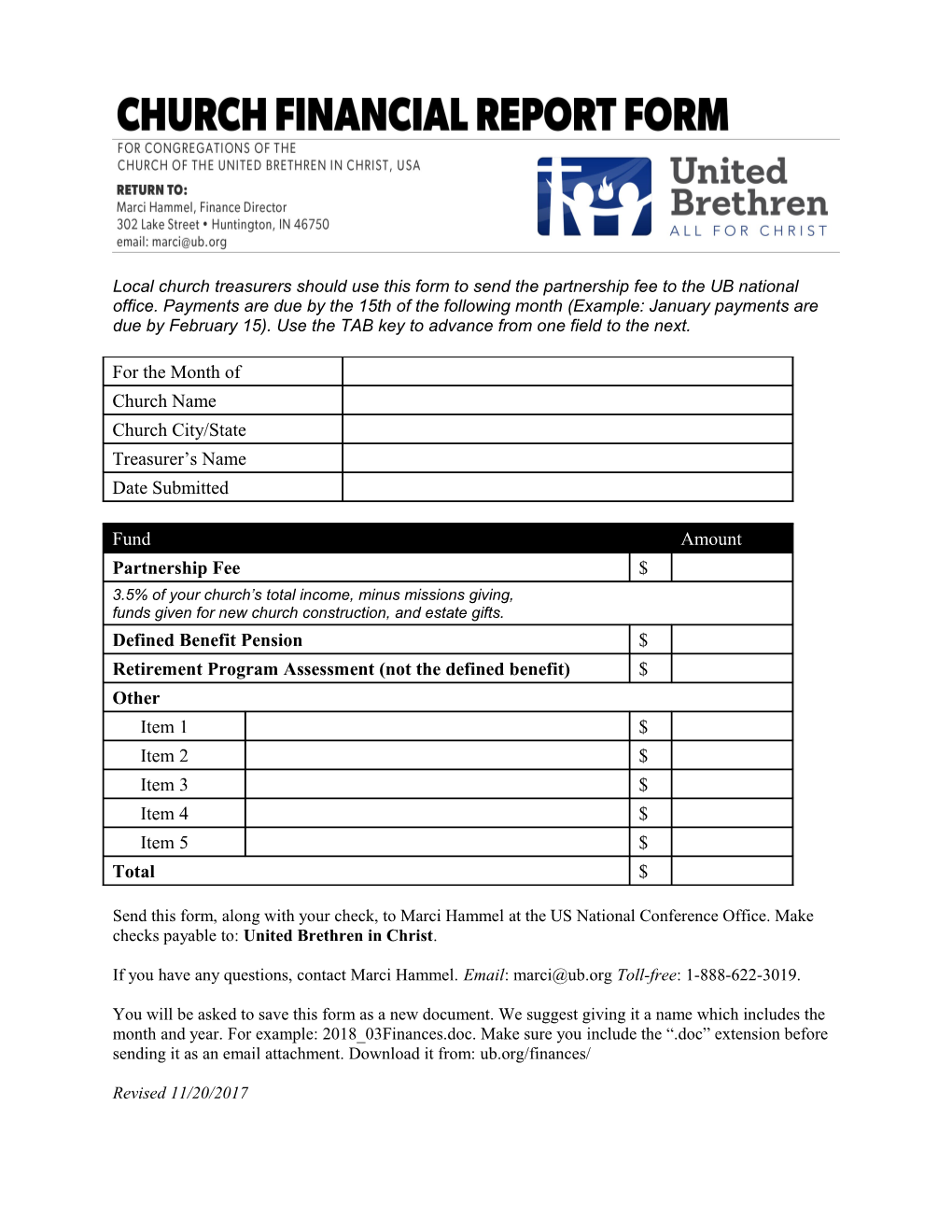 Treasurer S Information Form