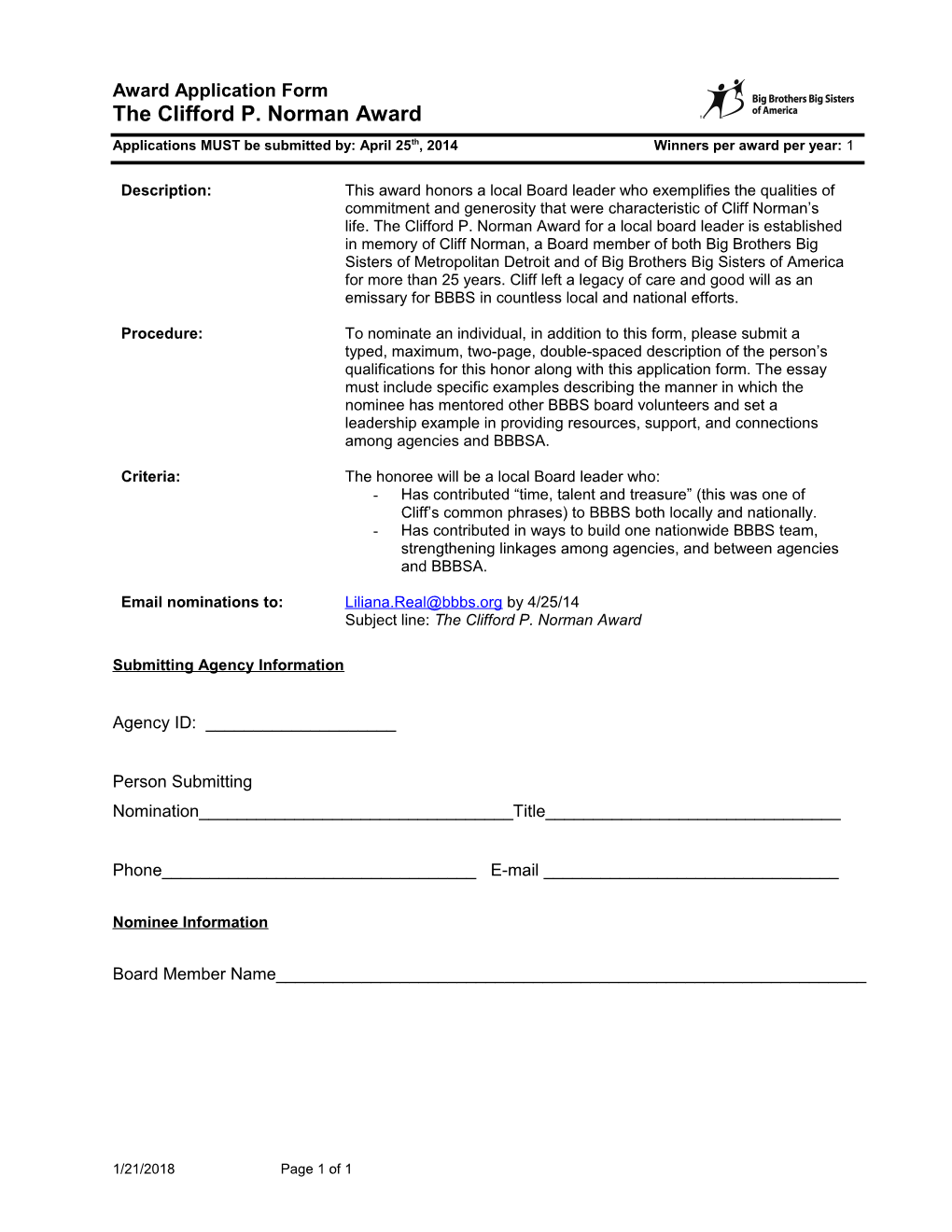 Award Application Form 2002