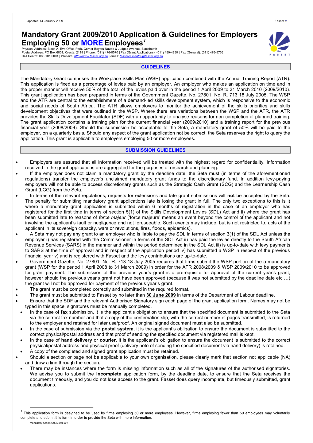 Workplace Skills Plan (WSP) Grant Application & Guidelines s2