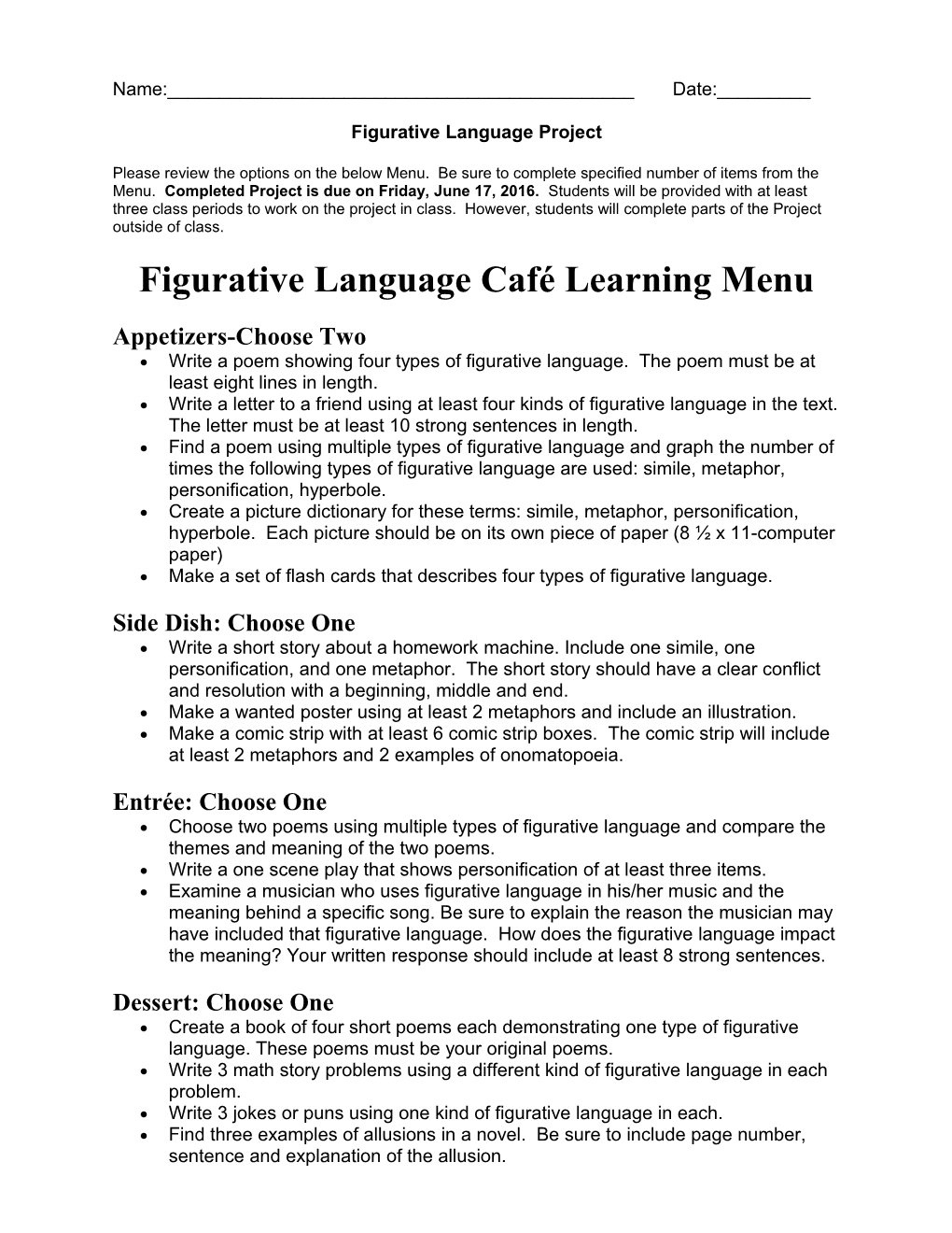 Figurative Language Project