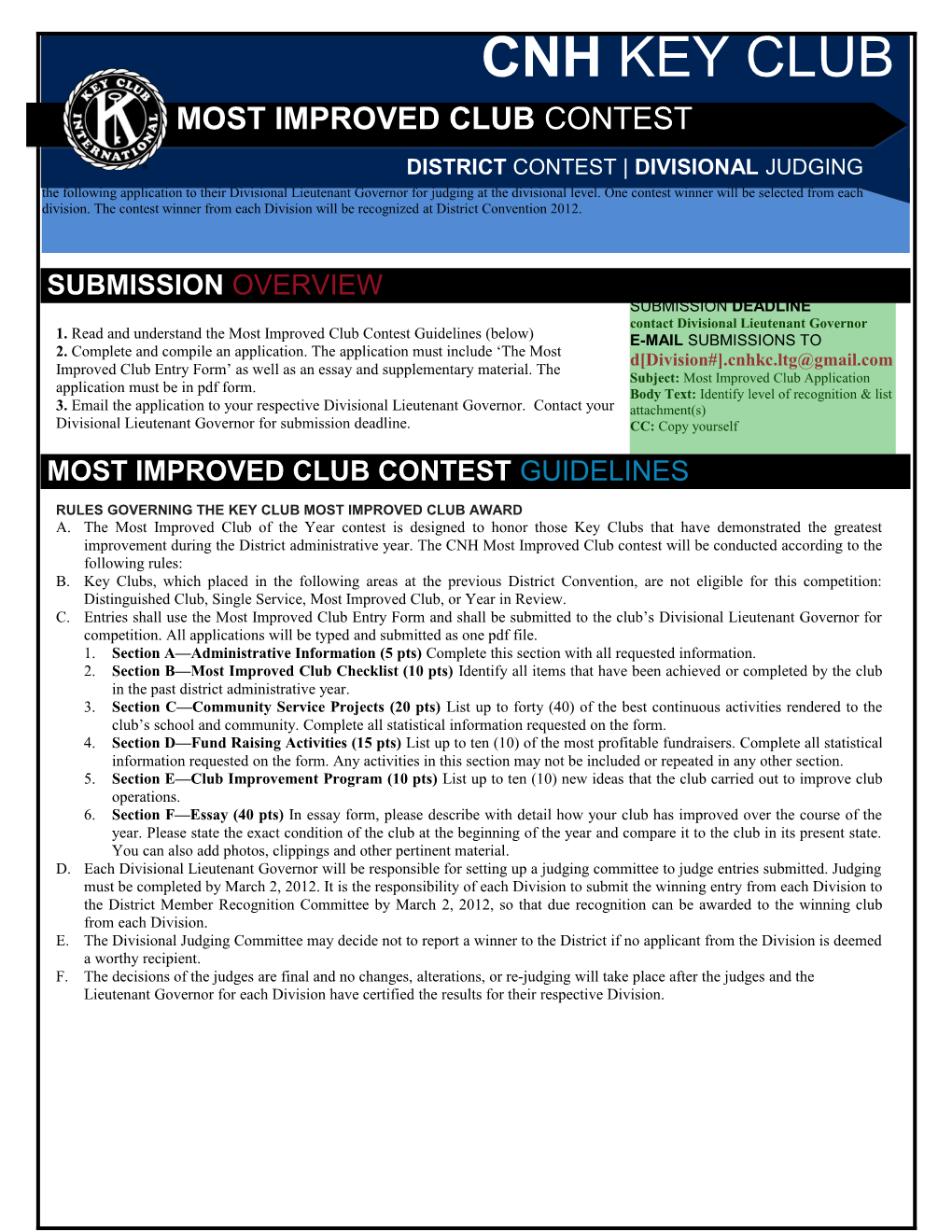 1. Read and Understand the Most Improved Club Contest Guidelines (Below)