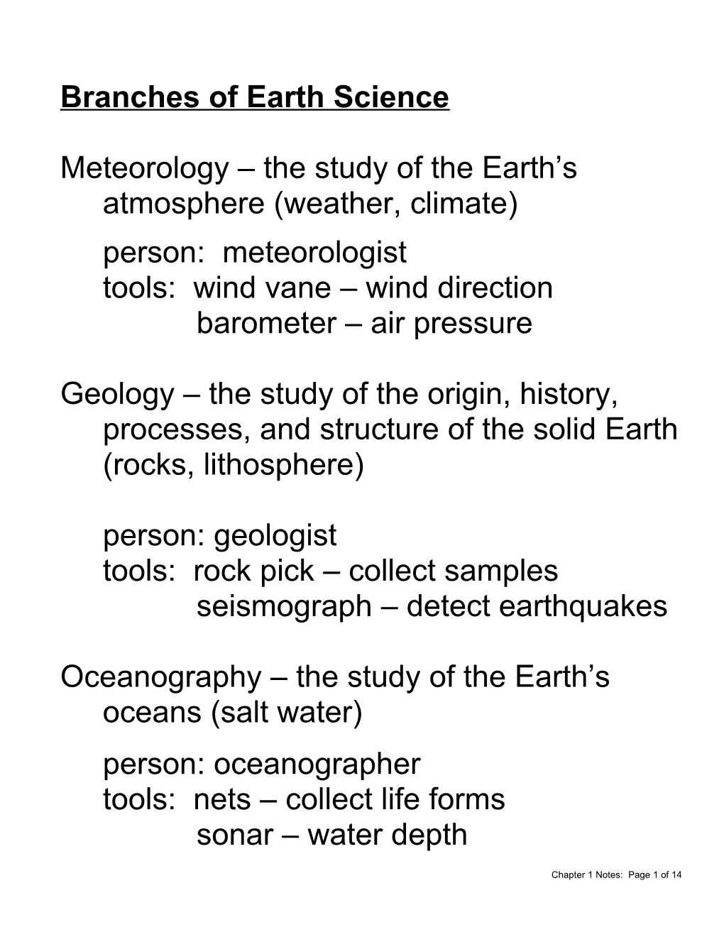 Chapter 1 – The Introduction To Earth Science