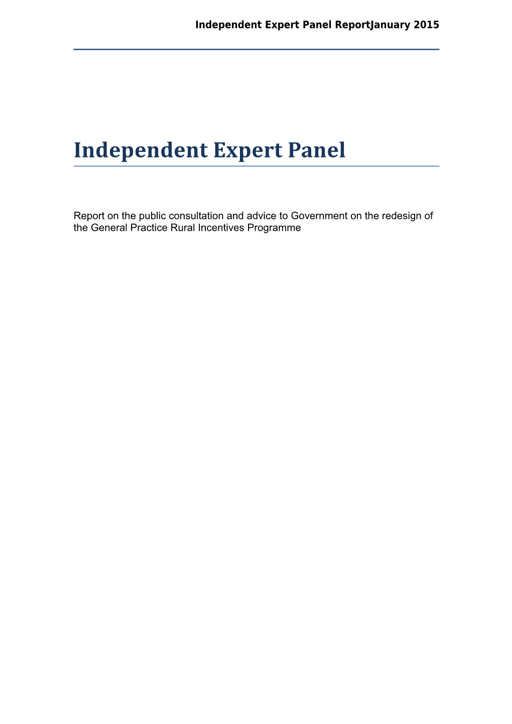 Independent Expert Panel