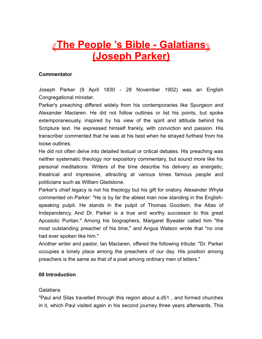 The People S Bible - Galatians (Joseph Parker)