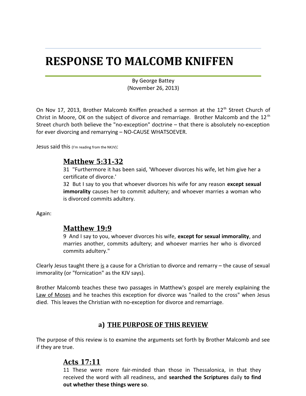 Response to Malcomb Kniffen