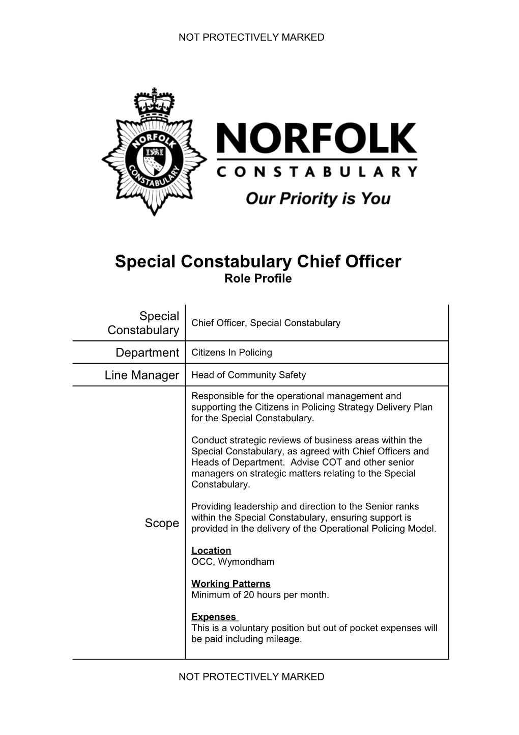 Special Constabulary Chief Officer