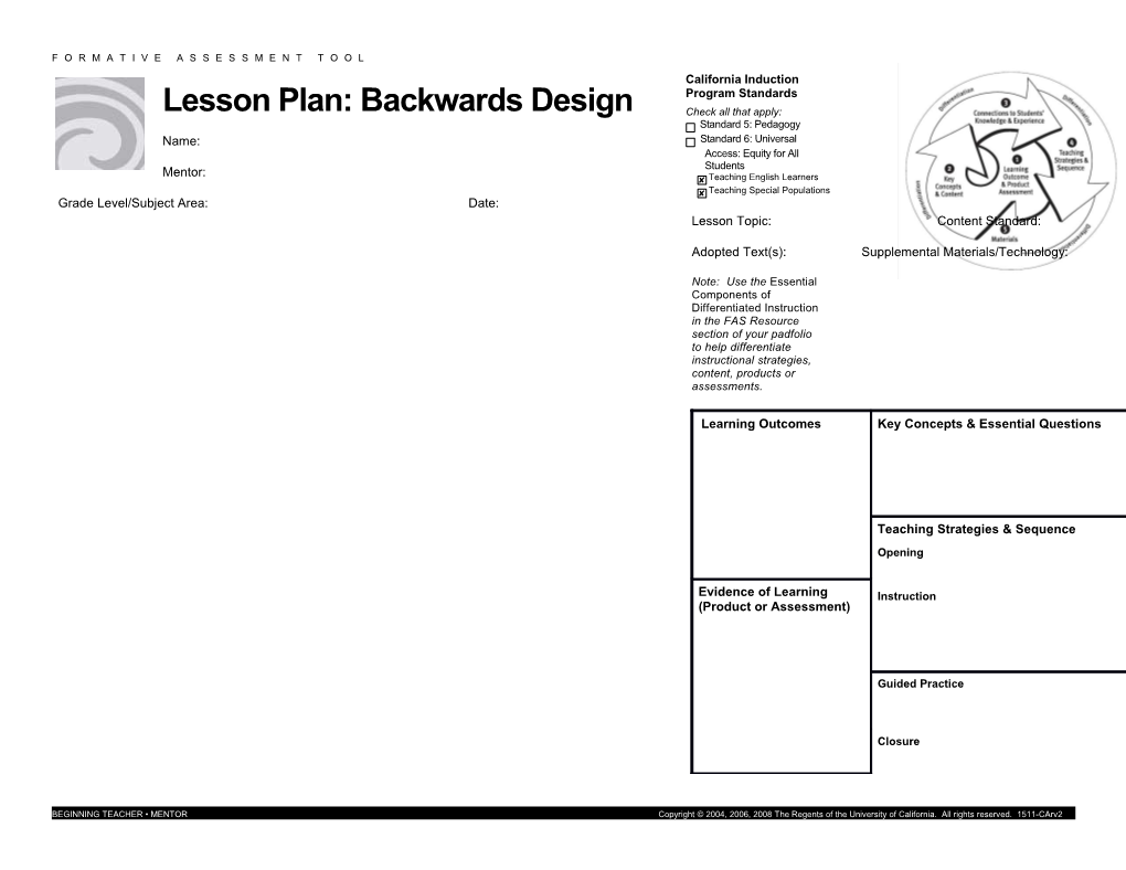Lesson Plan: Backwards Design