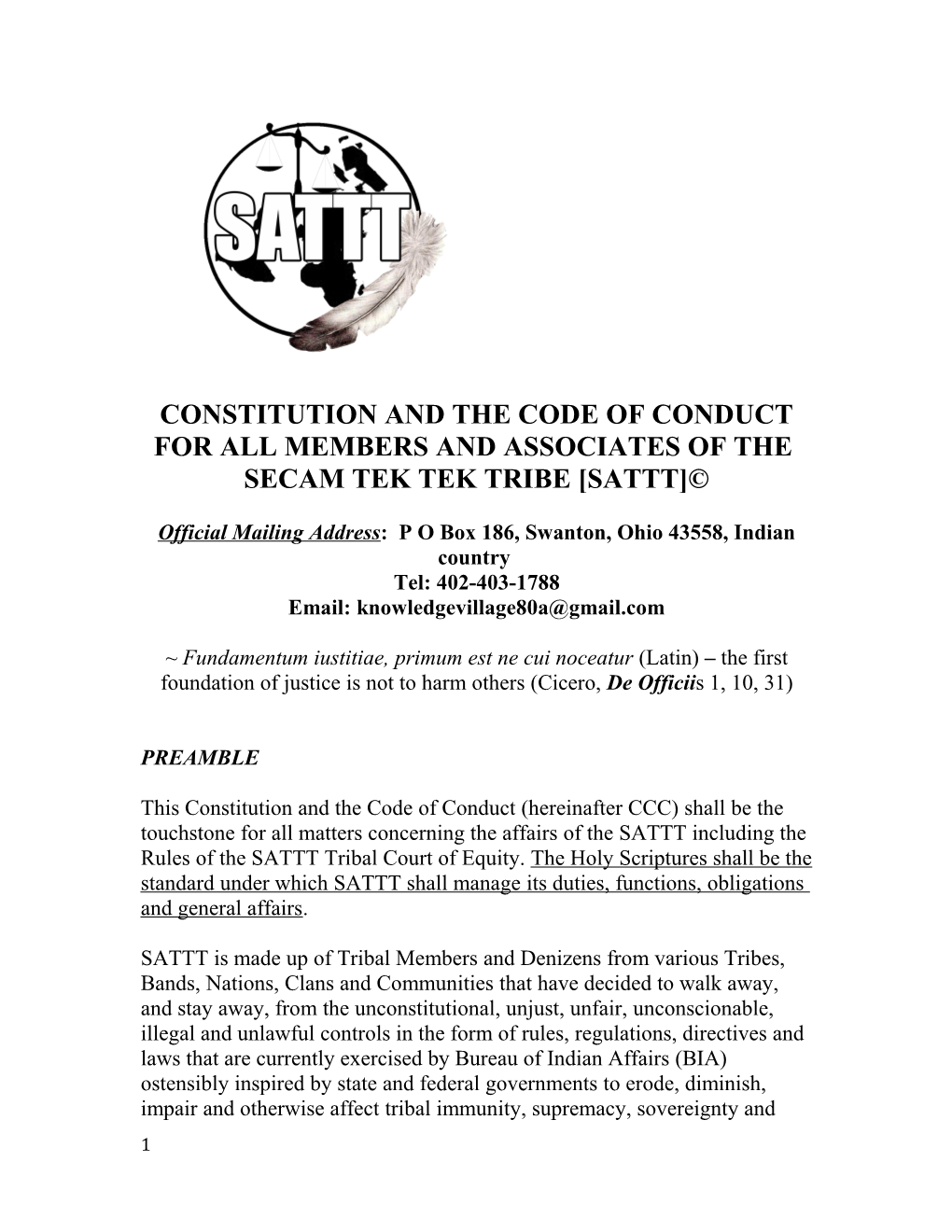 Constitution and the Code of Conduct for All Members and Associates of The