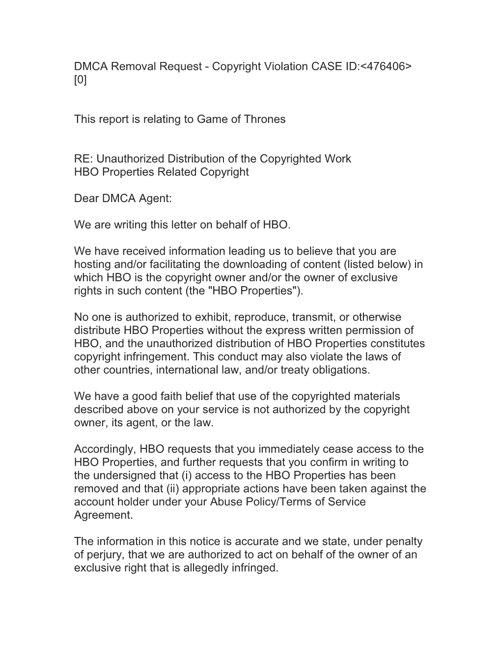 This Report Is Relating to Game of Thrones