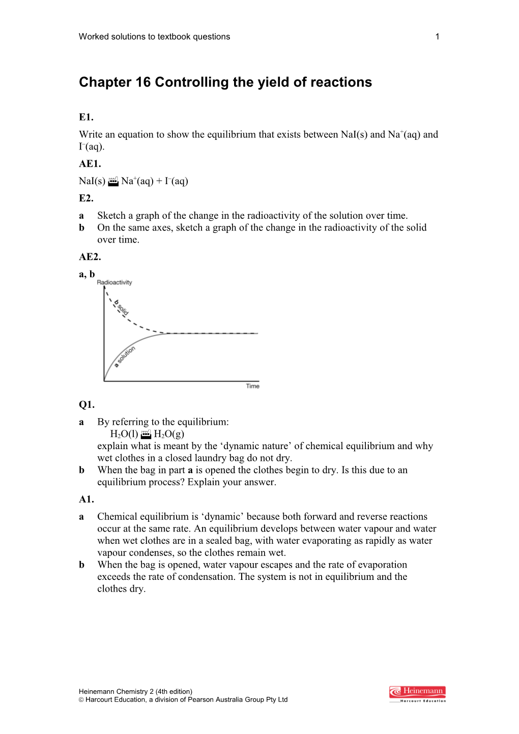 Chapter 16 Controlling the Yield of Reactions s1