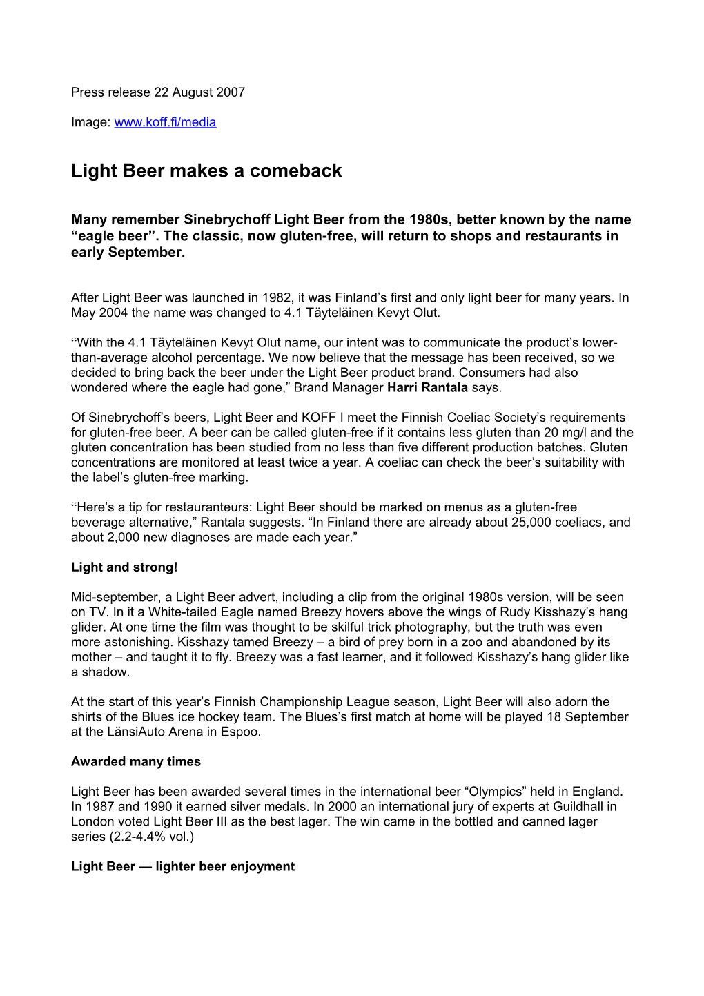 Light Beer Makes a Comeback