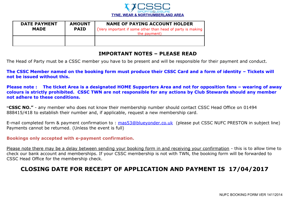 Cssc Booking Form s2