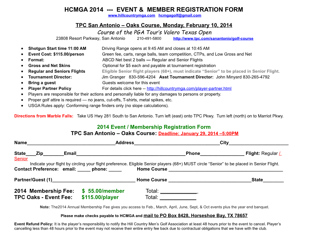 HCMGA Membership Form -2009 Annual Dues $40