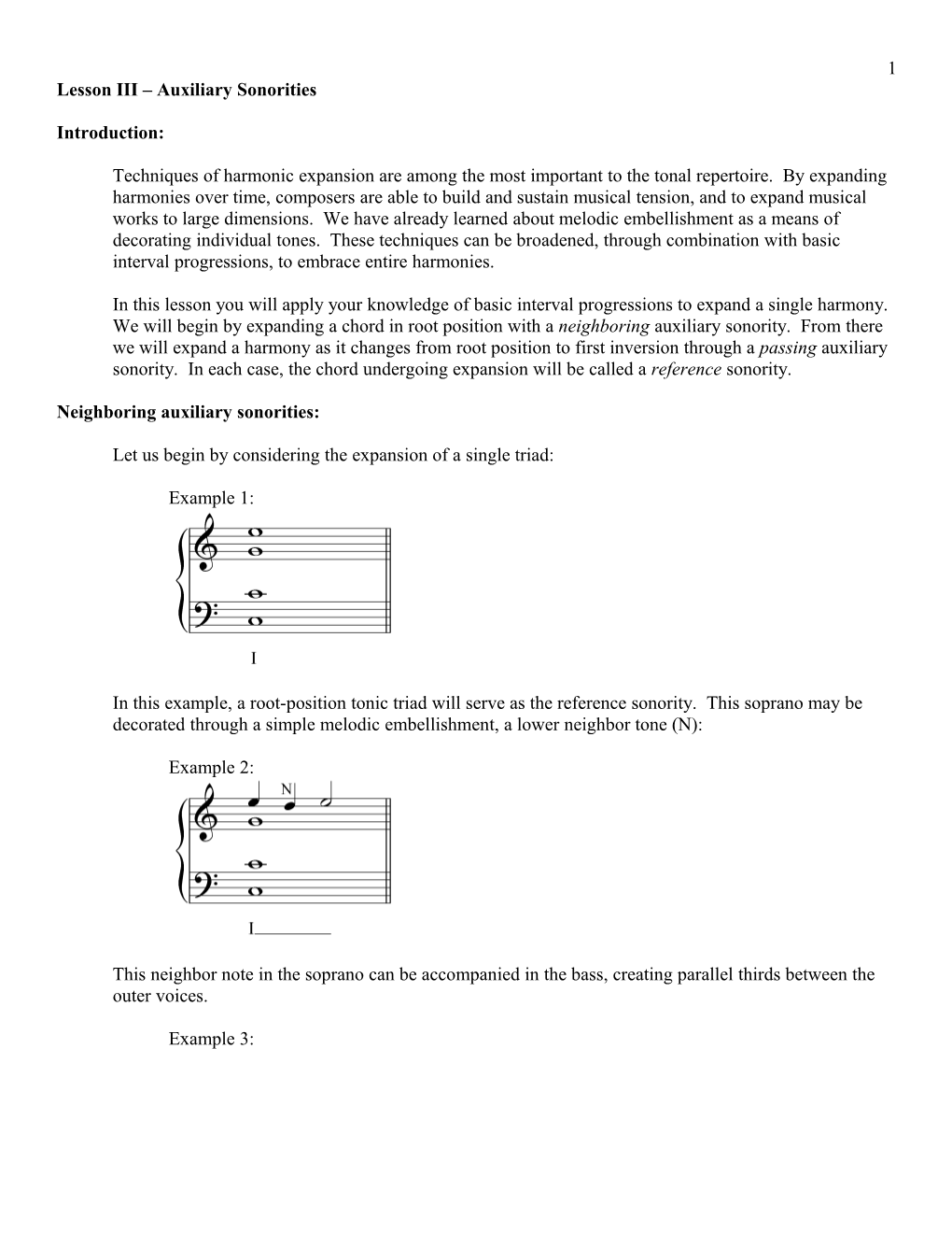 Lesson III Auxiliary Sonorities