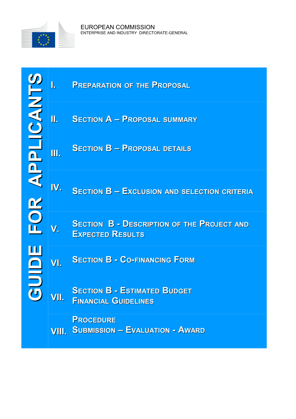 Nb: Do Not Submit the Present Guide for Submission with Proposal