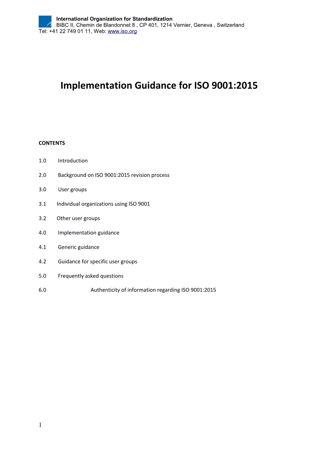 2.0 Background on ISO 9001:2015 Revision Process