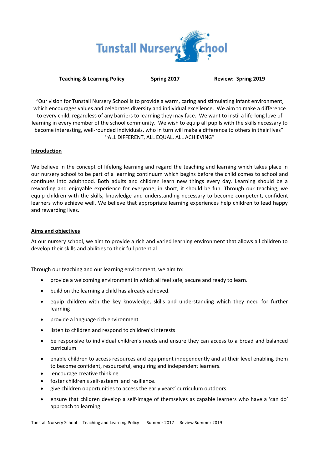 Policy on Teaching and Learning